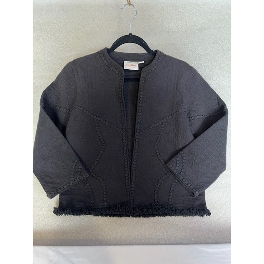 Lacey Chabert Embroidered Size Small Novelty Jacket- Fringe Hem‎ -Black